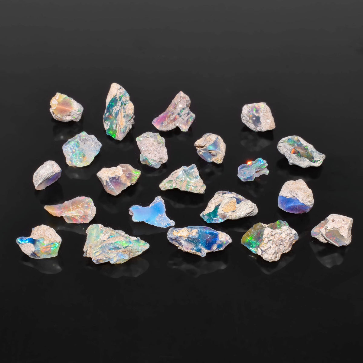QNAVIC 75 carats Real Ultra Fire Black Opal Raw Stone, Natural Rough, Ethiopian Rock Crystals Gemstone, DIY Jewelry Making Supplies, Chakra Healing Stone, Birthday Gift, Crafts, Rainbow Fire Lot