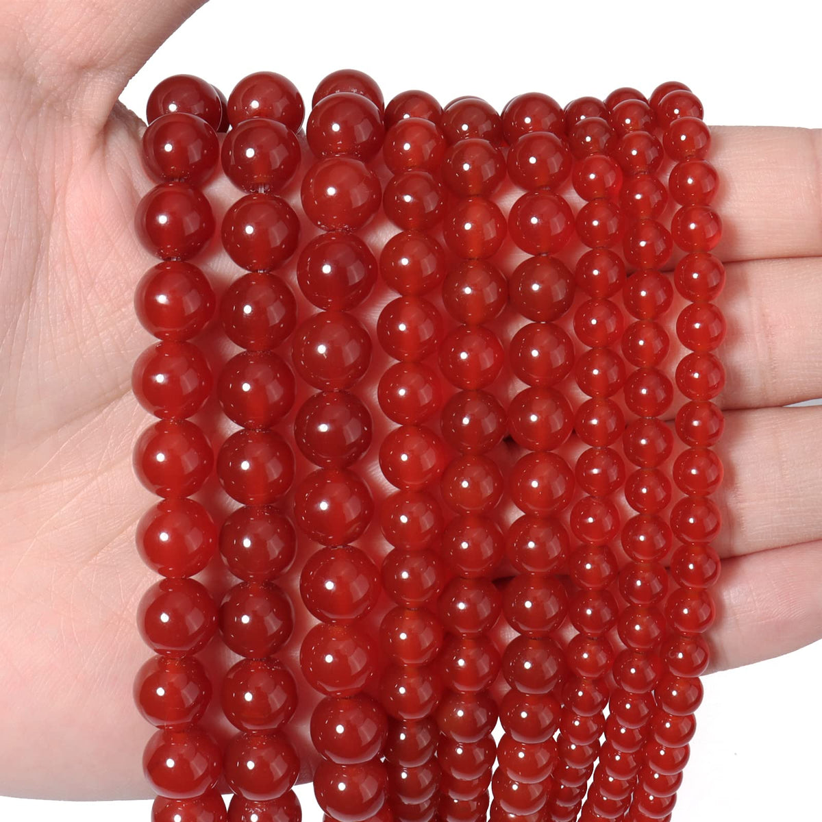 60pcs 6mm Natural Red Agate Gemstone Beads Energy Healing Crystal Round Loose Stone Beads for Jewelry Making, DIY Bracelets Necklaces