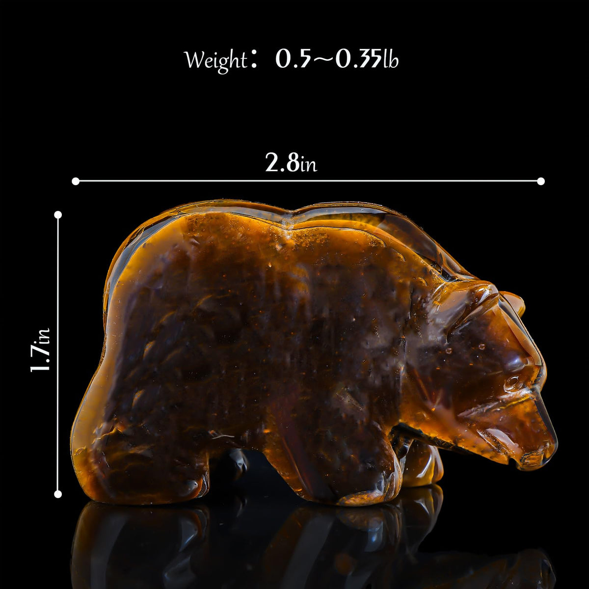 Hxswkk 3" Yellow Tiger Eye Crystal Bear Figurine Gifts for Hand Carved, Gemstone for Office Bear Statues Home Decor
