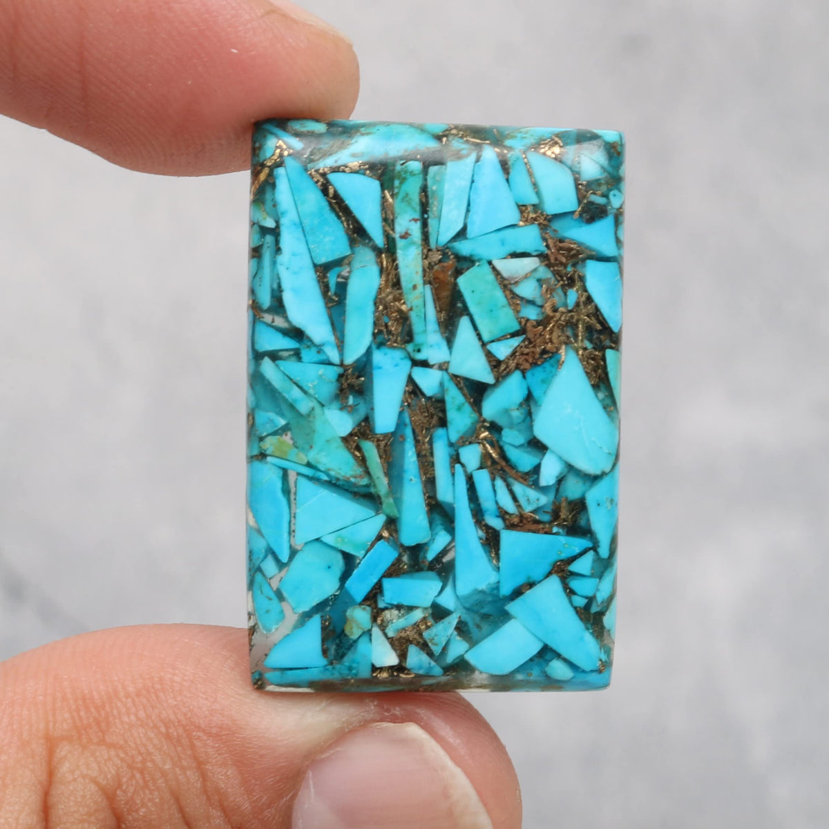 REAL-GEMS 35.3 Ct. Shiny Copper Turquoise Natural Emerald Cut Loose Gemstone For Jewelry