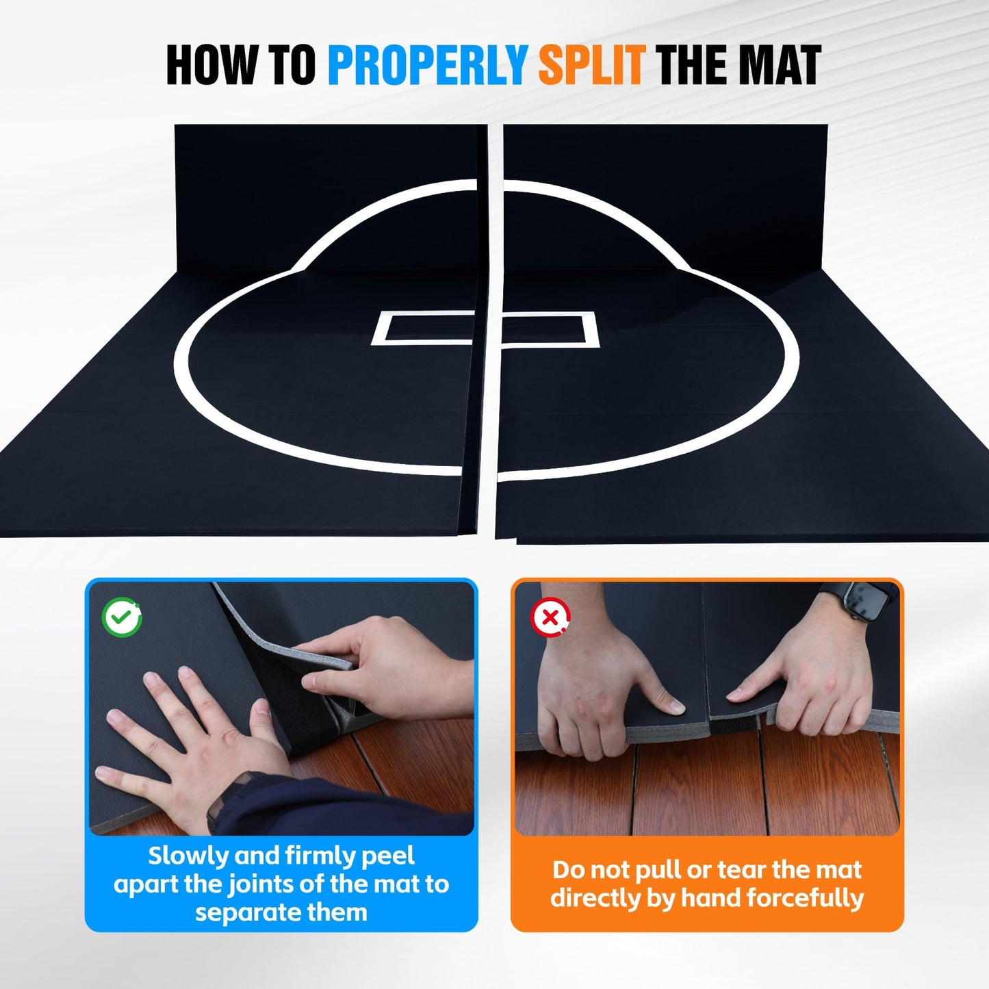 HESMAX 10' x 10' Wrestling Mat, Foldable Martial Arts Thick Mat, XPE Foam Wrestling Mats for BJJ, MMA, Jiu Jitsu, Judo & Grappling 1p2