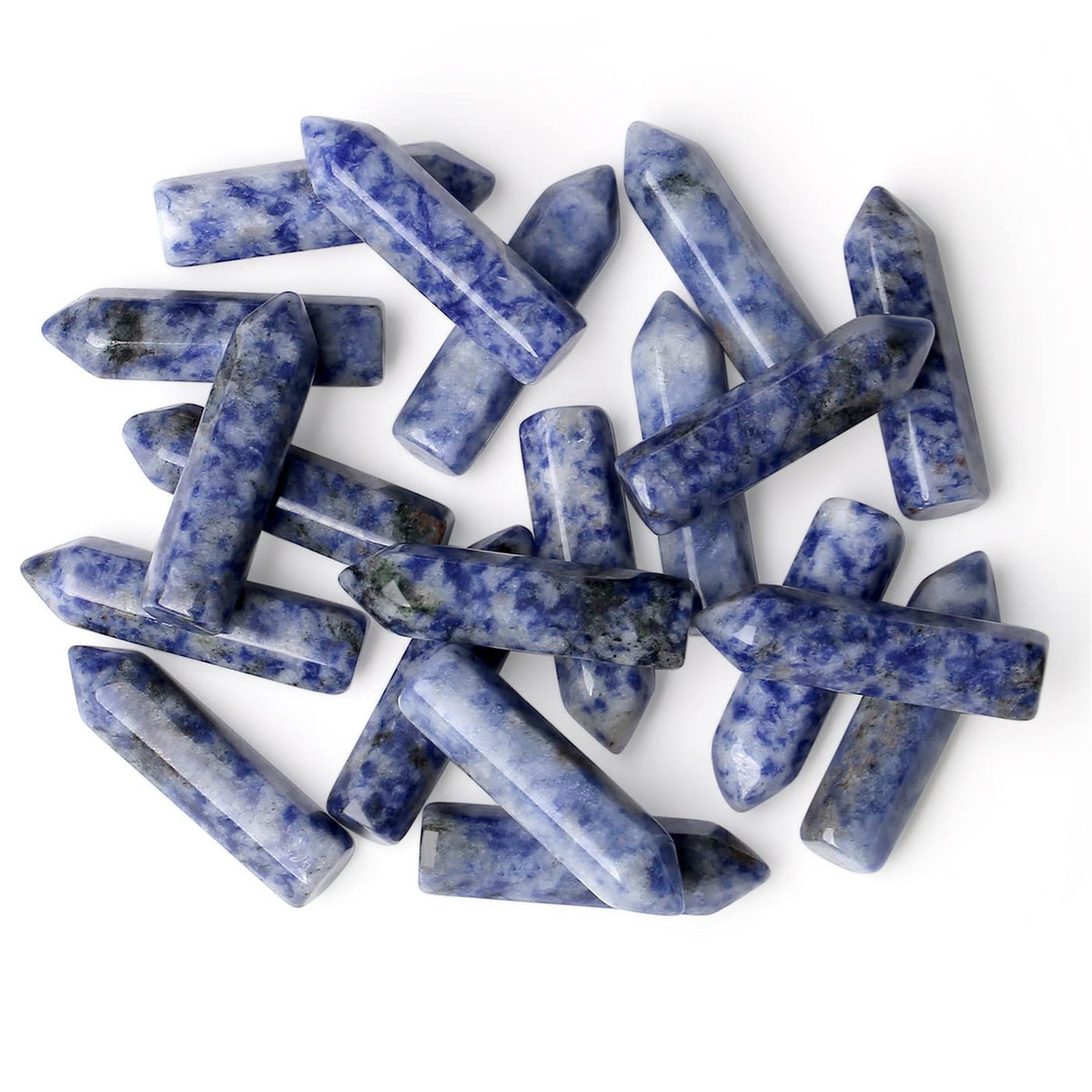 10PCS Blue Solidate Natural Healing Crystals Stones Sets Polished Tumbled Pocket Gemstones Bulk Hexagonal Points Reiki Energy Balancing Chakra Meditation Therapy Desk Decor Gift