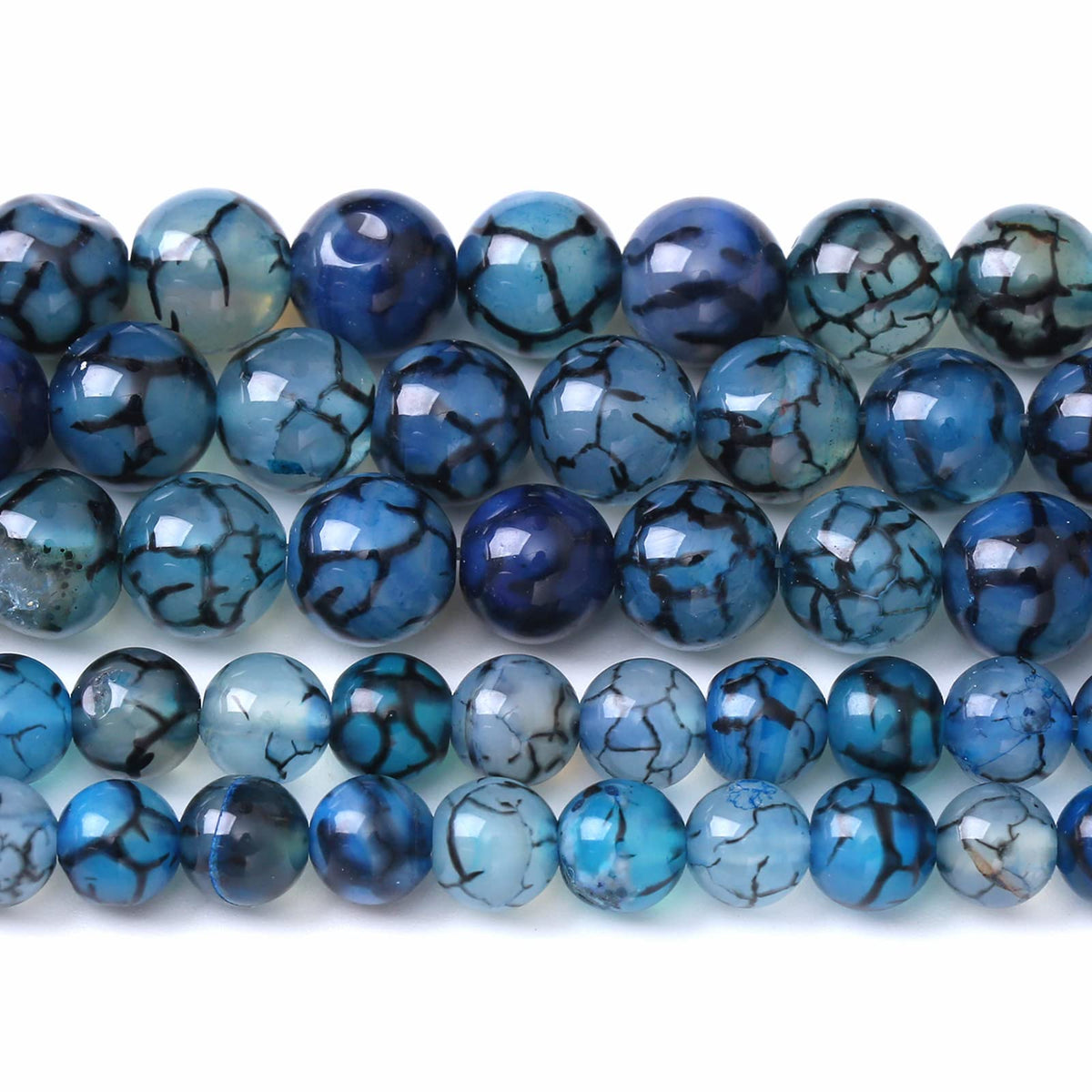 6MM 60PCS Natural Stone Blue Dragon Vein Agate Loose Beads for Jewelry Making DIY Bracelet Necklace