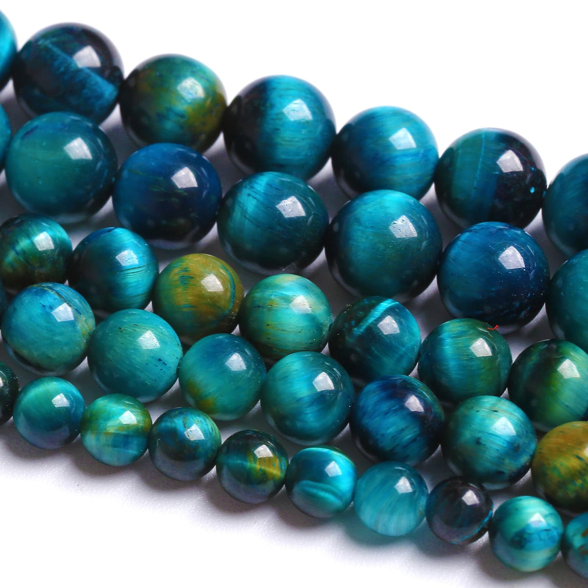 8mm 45PCS Peacock Blue Tiger Eye Stone Beads Natural Crystal Spacer Loose Beads for Jewelry Making DIY Bracelet Semi Precious 1 Strand 15 inches