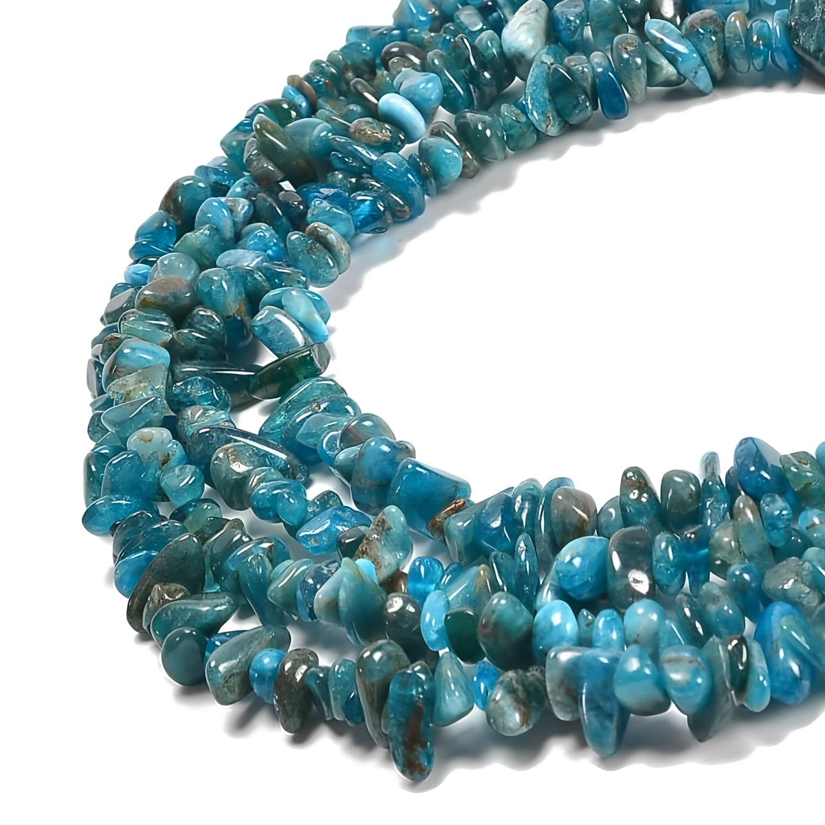 HAAMIIQII 5-8mm Natural Blue Apatite Chips Irregular Genuine Real Freeform Chip Loose Gemstone Beads Energy Healing Beads for Jewelry Making Strand 30 Inch
