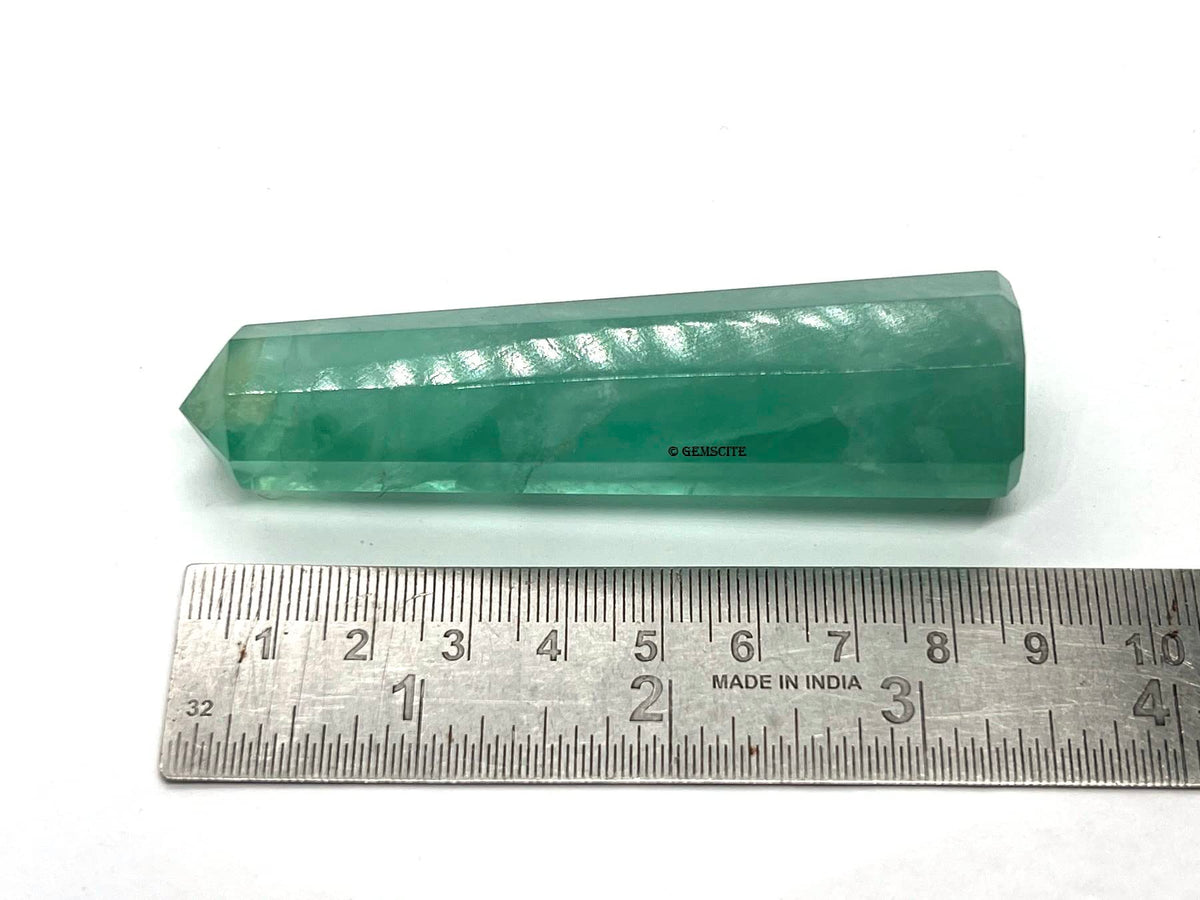 WholesaleGemShop 3 Inch (70 mm) Gemstones GREEN FLUORITE Obelisk Tower Jumbo Facet Aura Rock Crystal Natural Polished Earth Wand Spirit