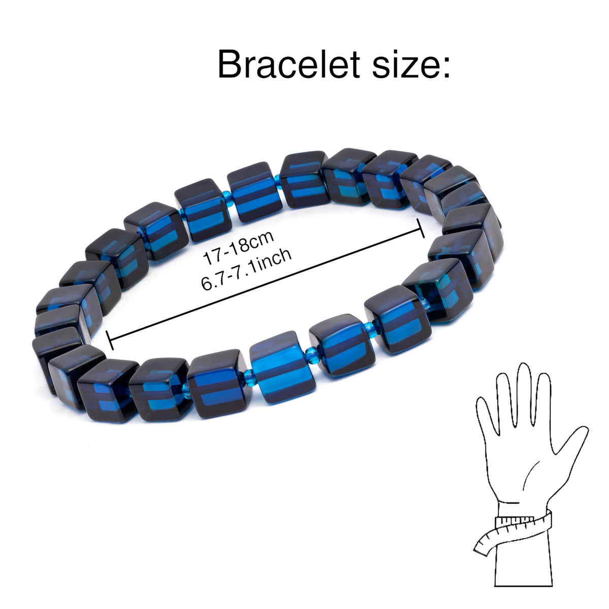 Amber by Mazukna Natural Blue Baltic Amber Bracelet for Women and Men – Stretch Wristband with Polished Cube Beads, Lightweight Unisex Jewelry Gift for Daily and Casual Wear (Blue)
