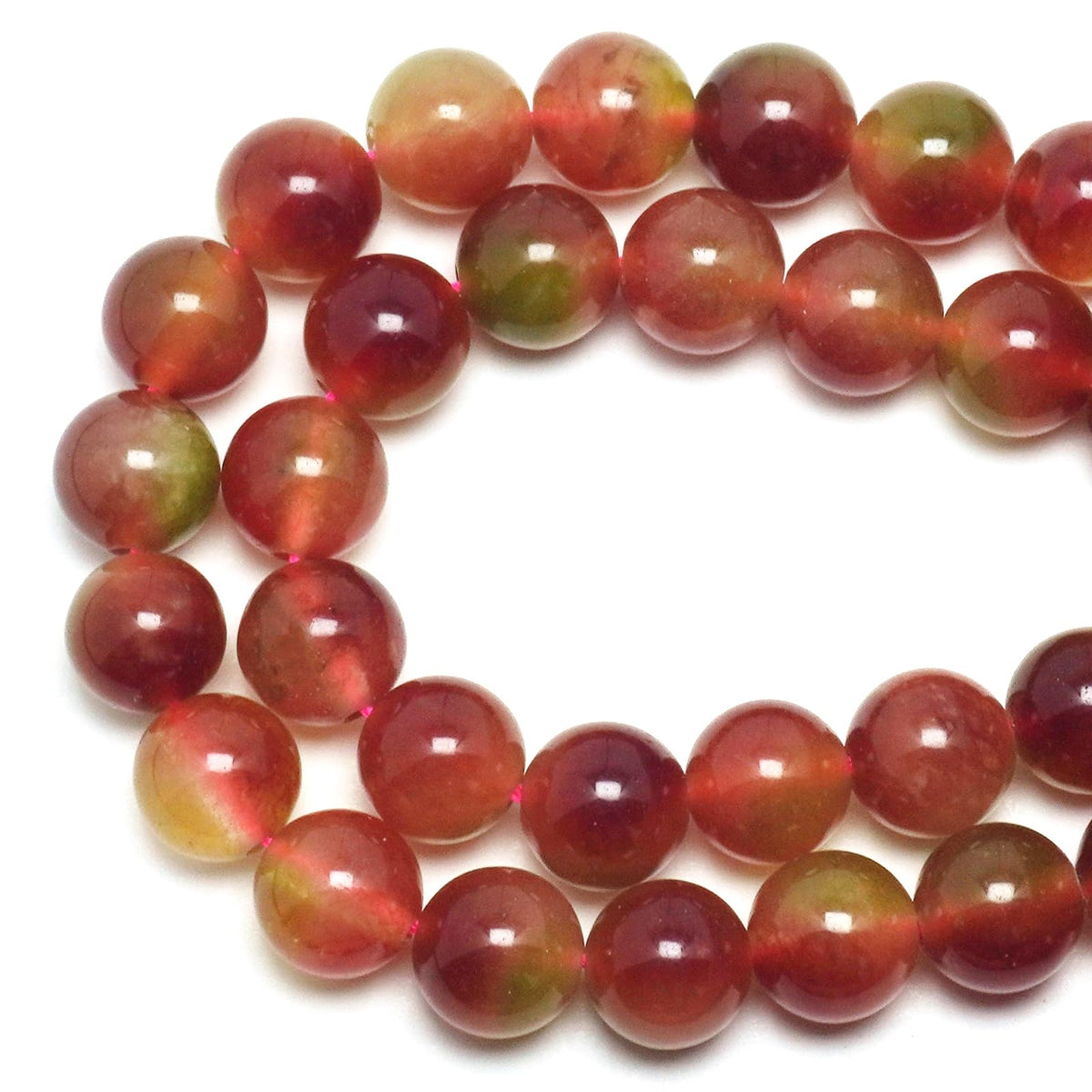 DIQIO Jade Stone Beads for Jewelry Making - 6mm Gemstone Round Loose Beads for Bracelets(58-60pcs, Watermelon Cloudy Jade)