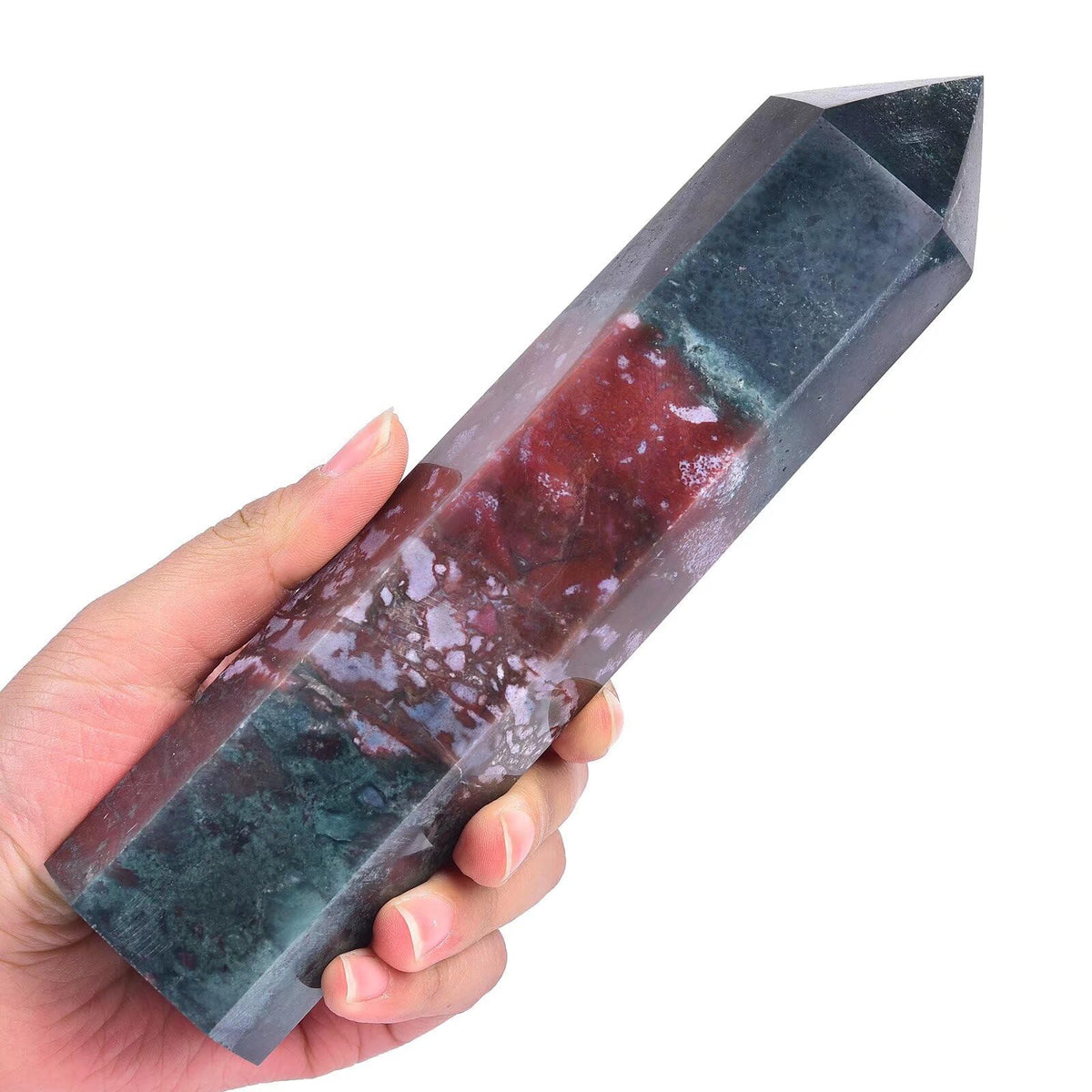 Ocean Jasper Stone Tower Obelisk Healing Crystal Wand Large Reiki Meditation Stone Gifts 1.7-2.2 LBS