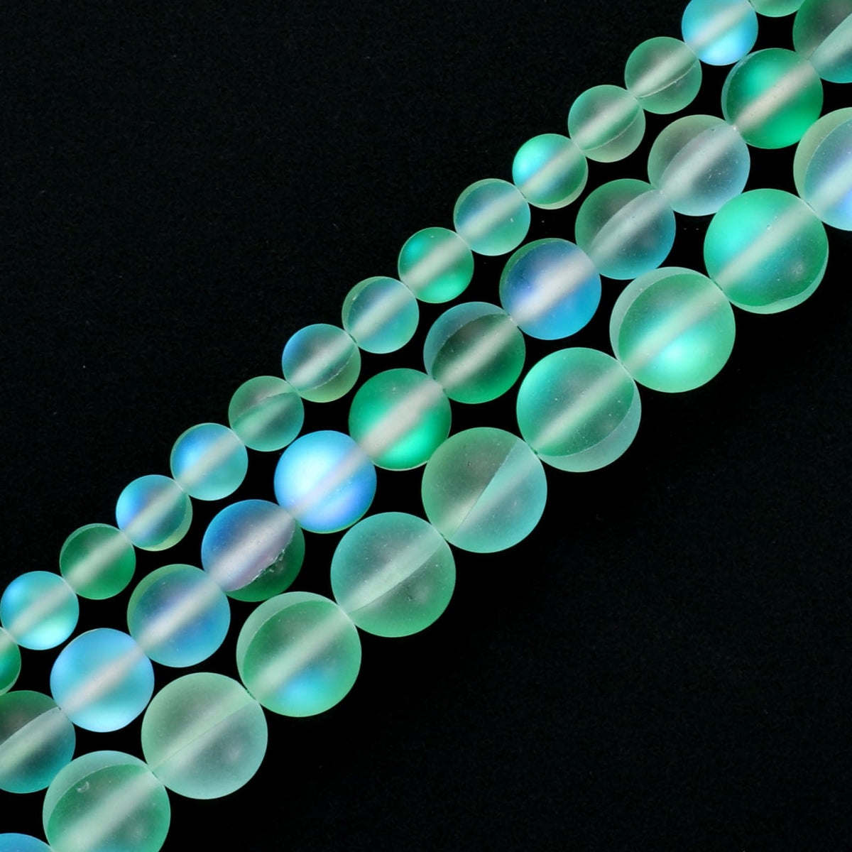 uxcell Matte Crystal Glass Beads 8mm Synthetic Frosted Shining Semi-Precious Round Loose Beads Synthetic Moonstone for Jewelry Making DIY Bracelet, Green