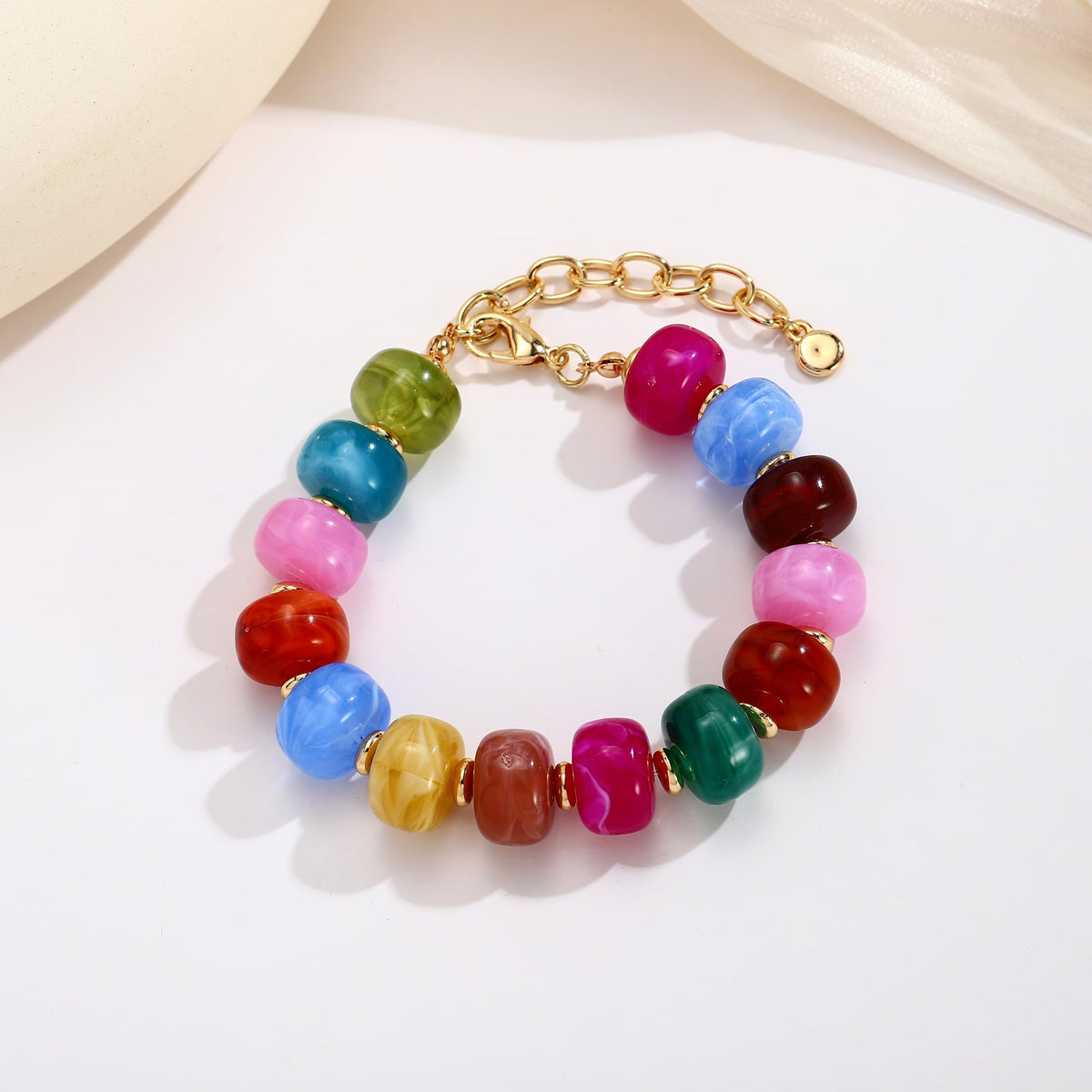 HUAYUNFANG Chunky Colorful Bracelet for Women Boho Acrylic Resin Beaded Bracelet Handmade Mixed Beads Bracelets Trendy Statement Bracelets Jewelry
