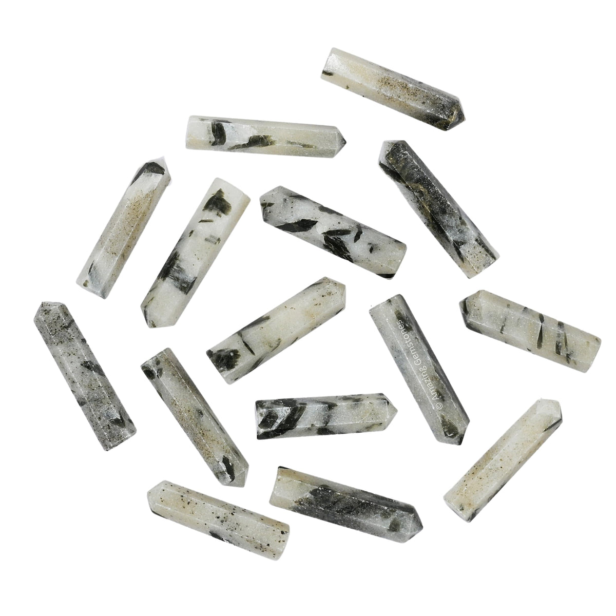 Amazing Gemstone Green Tourmaline in Quartz Crystal Points Bulk Healing Crystals - Pack of 3 Single Terminated Healing Wand Point Bulk Crystals for Crafts, Crystal Grid, DIY Work