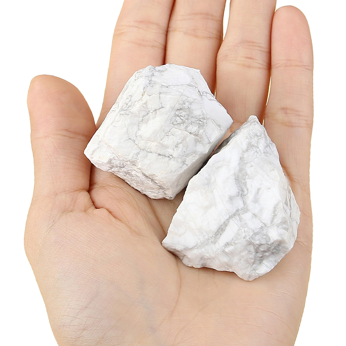 YATOJUZI White Howlite 1.8-2.2" Natural Raw Stones and Healing Crystals Large Stone Rough Crystal Rocks for Tumbling Cabbing Polishing Fountain Rocks Decoration 1PCS