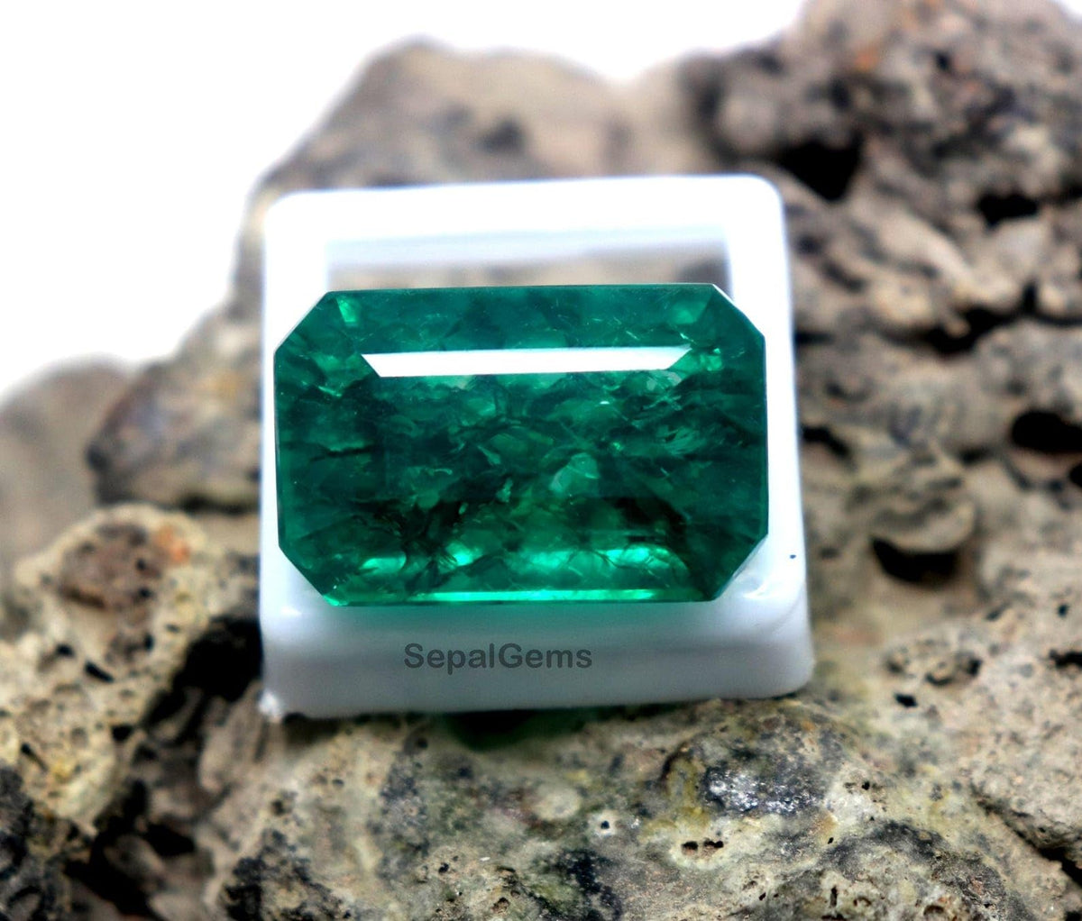 24CT Natural Green Emerald Gemstone - Emerald Cut Certified Loose Stone - Unheated, Untreated Natural Gems for Pendants, Engagement Rings, and Fine Jewelry Designs