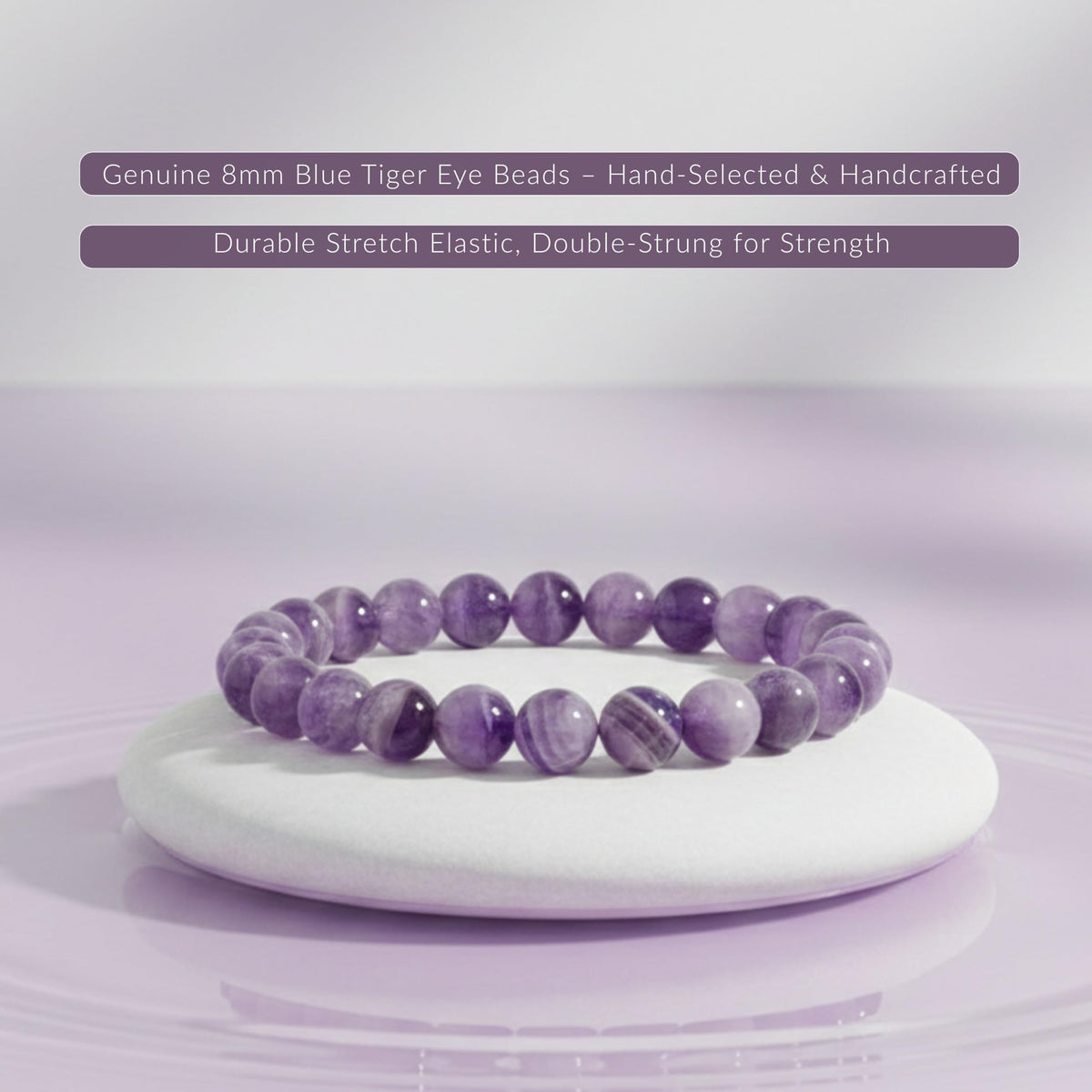 Cherry Tree Collection Dogtooth Amethyst Beaded Bracelet – Genuine 8mm Gemstone Stretch Bracelet for Men & Women – Handmade Crystal Bracelet - (Dogtooth Amethyst - S)