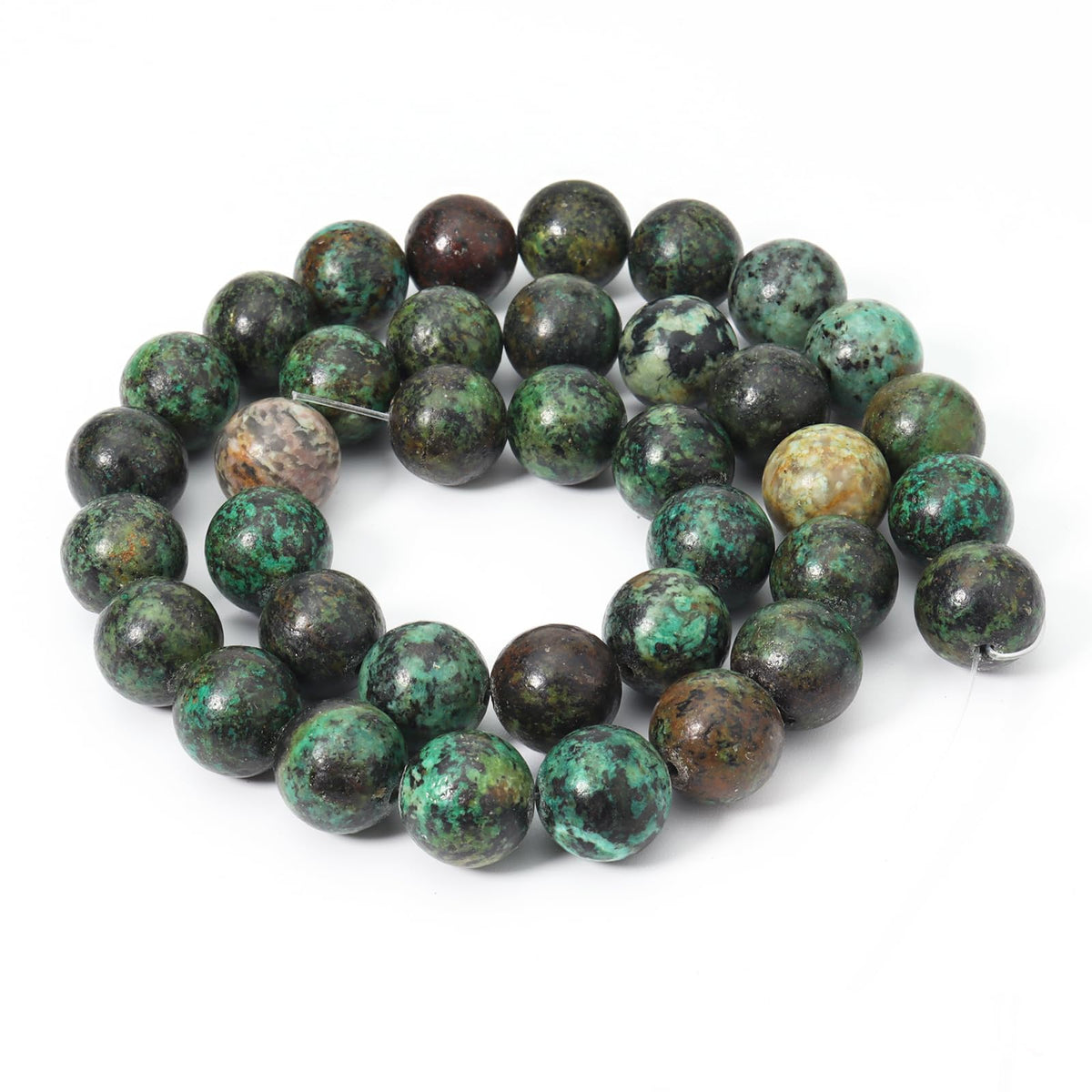 Siomia 60pcs 6mm Natural African Turquoise Gemstone Beads Energy Healing Crystal Round Loose Stone Beads for Jewelry Making, DIY Bracelets Necklaces