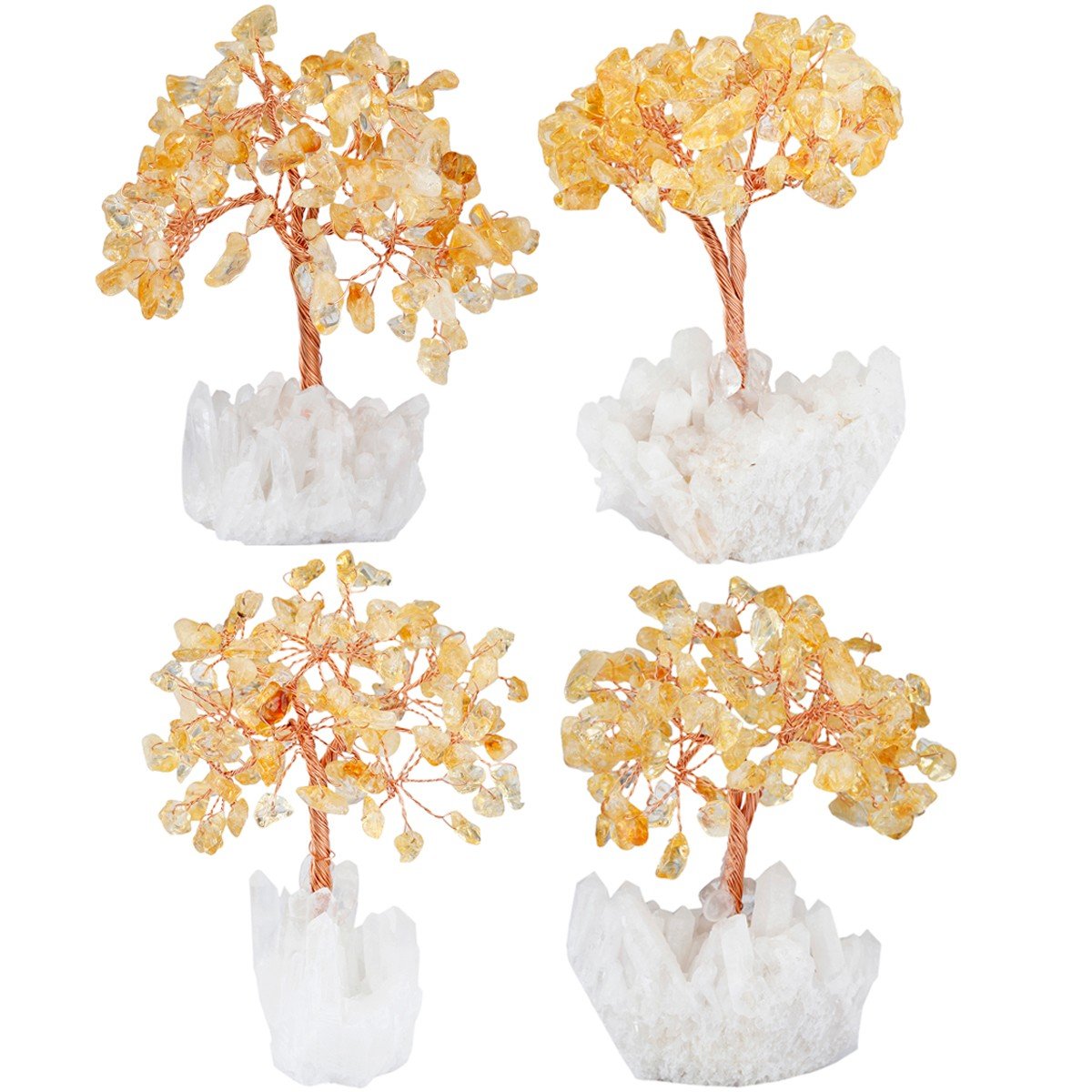 mookaitedecor Citrine Crystal Tree, Quartz Cluster Rock Crystal Base Bonsai Money Tree for Wealth and Luck