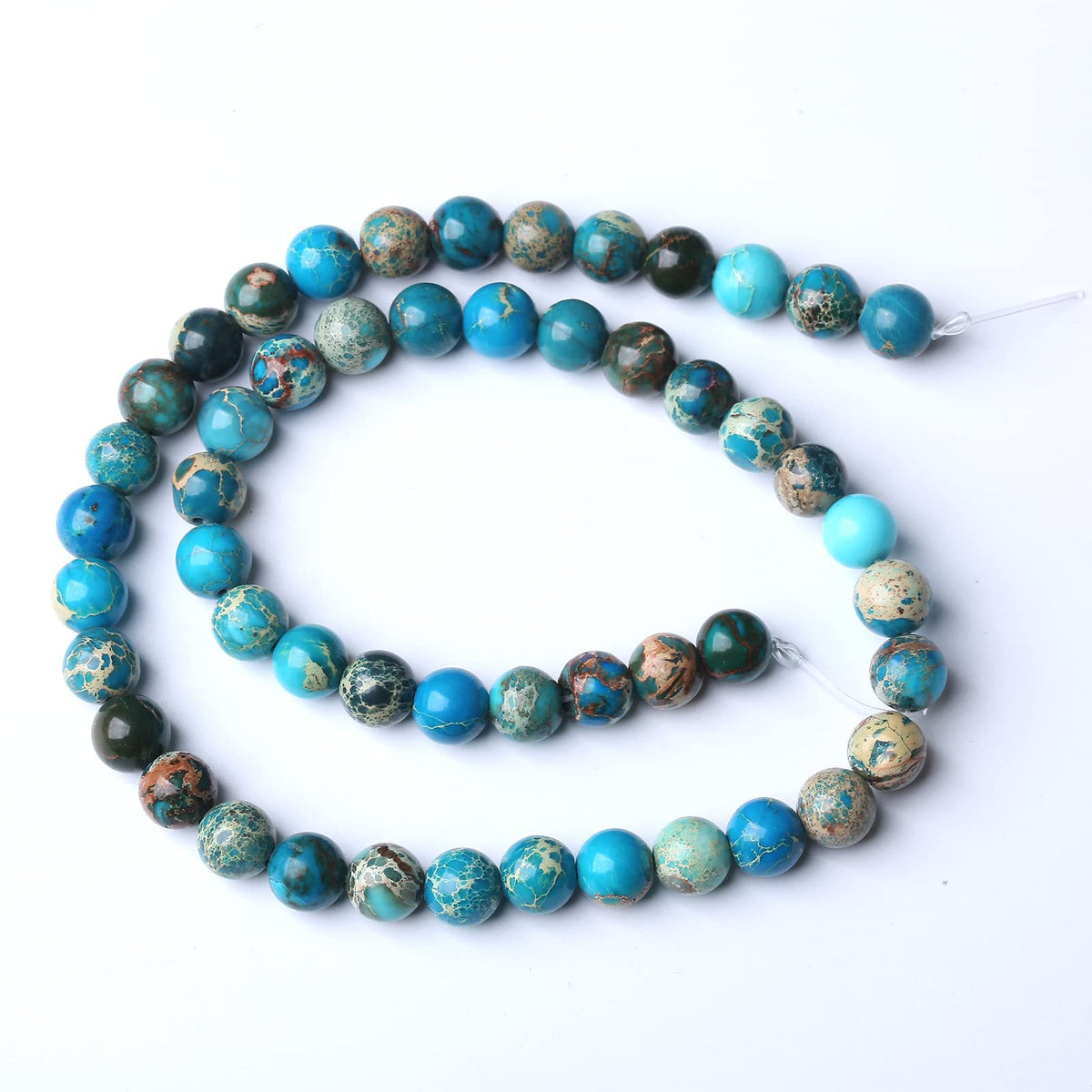 60PCS 6mm Natural Blue Imperial Jasper Beads Round Loose Stone Beads for Jewelry Making for Jewelry Making DIY Bracelet Necklace 15 Inch,Energy Stone Healing Power (6mm, Blue Imperial Jasper Beads)