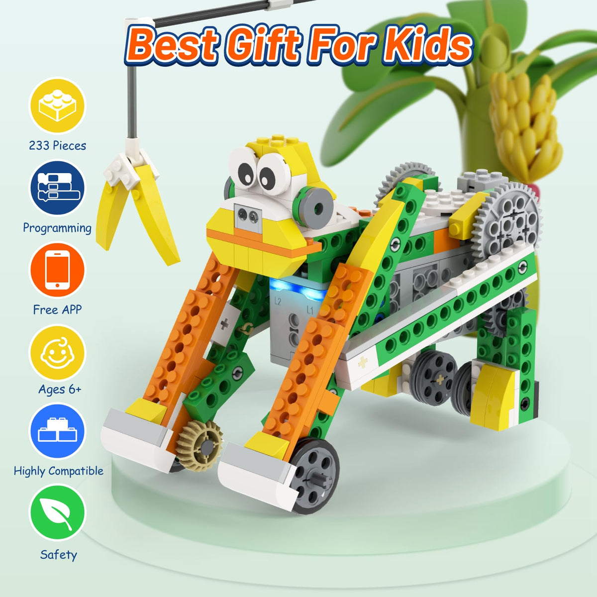Apitor Q Robot Building Kit, 20-in-1 Programmable APP RC Car Robotics Coding Kit, STEM Projects Educational Birthday Gifts for Boys Girls Kids Aged 6-12 (233 Pieces)