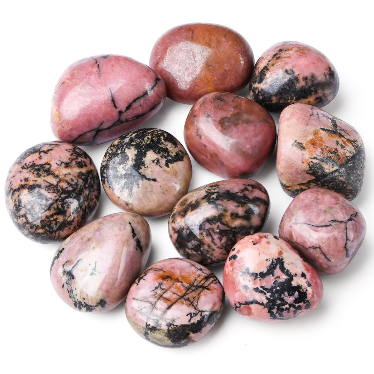 DUQGUHO Rhodonite Crystals Healing Crystal Stones Set Natural Crystals Bulk Irregular Stones 0.45 lbs