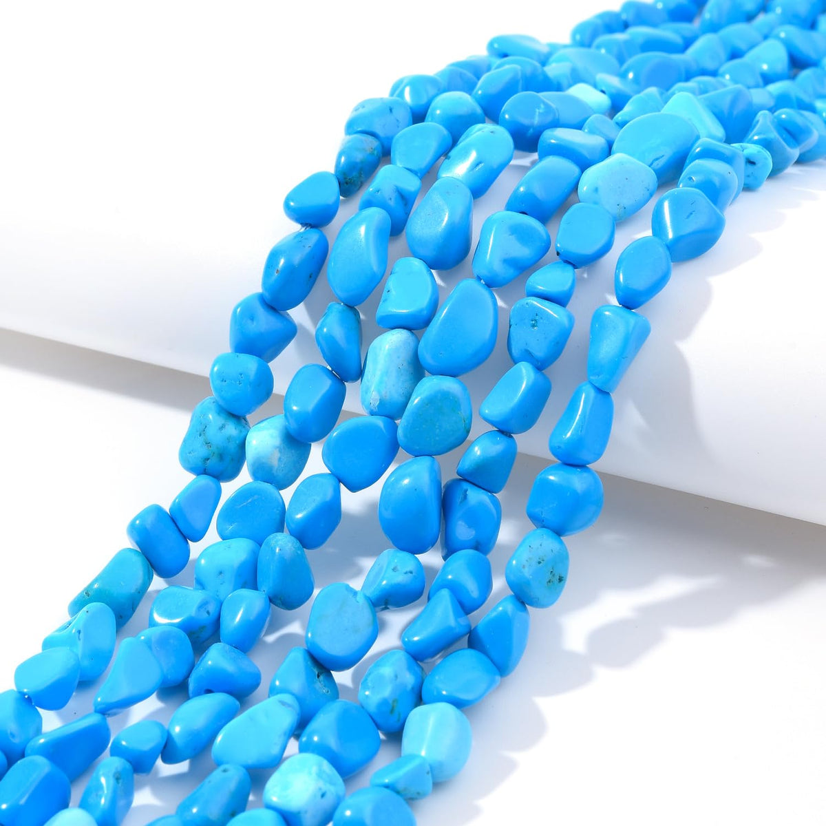 jodaying 6-8mm Natural Blue Turquoise Nuggets Oval Free Tumbled Pebble Semi Precious Gemstone Loose Stone Beads Approx 15.5 inch for DIY Jewelry Making