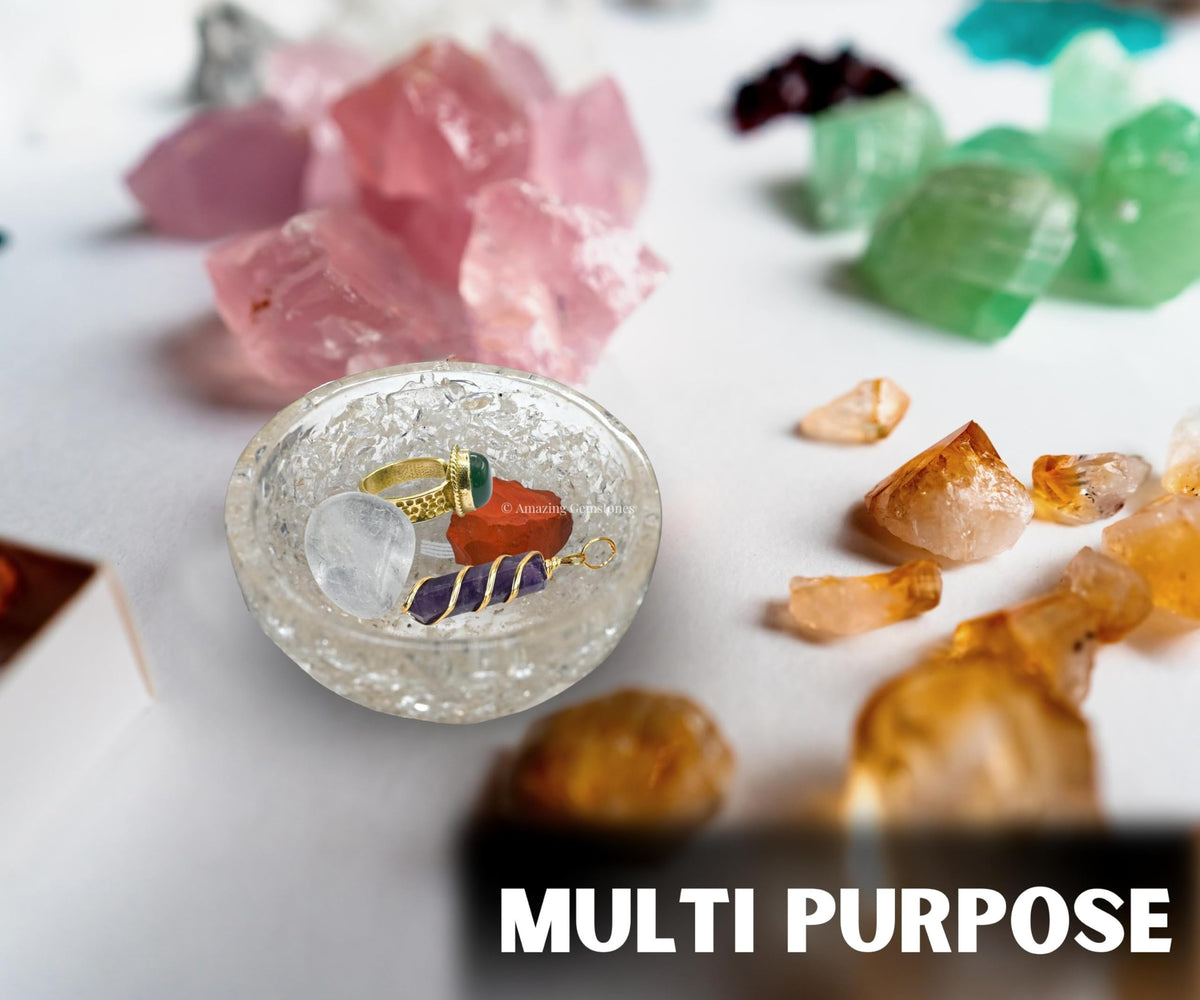 Amazing Gemstone Clear Quartz Orgonite Orgone Crystal Gemstone Bowl - 2" Orgonite Clear Quartz Crystal Bowl for Meditation, Crystals and Healing Stones Gift and Protection