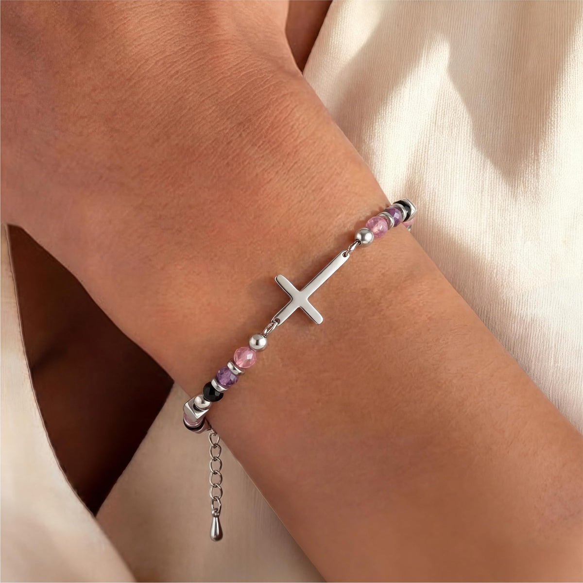 30th Birthday Gifts for Women, 30th Birthday Decorations for Her, Dainty Christian Cross Bracelet – Adjustable Anxiety Relief Friendship Jewelry for Friend, Sister, Wife