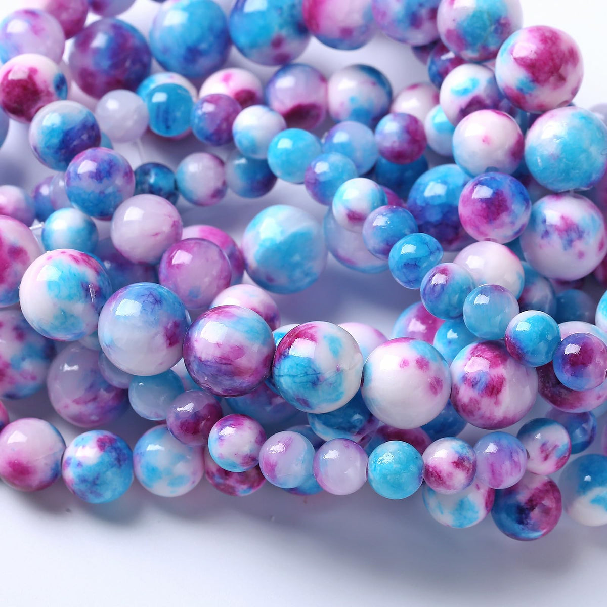 jiejinyu 8MM 46PCS Blue Rose Persian Jade Spacer Loose Beads for Jewelry Making DIY Bracelet Necklace