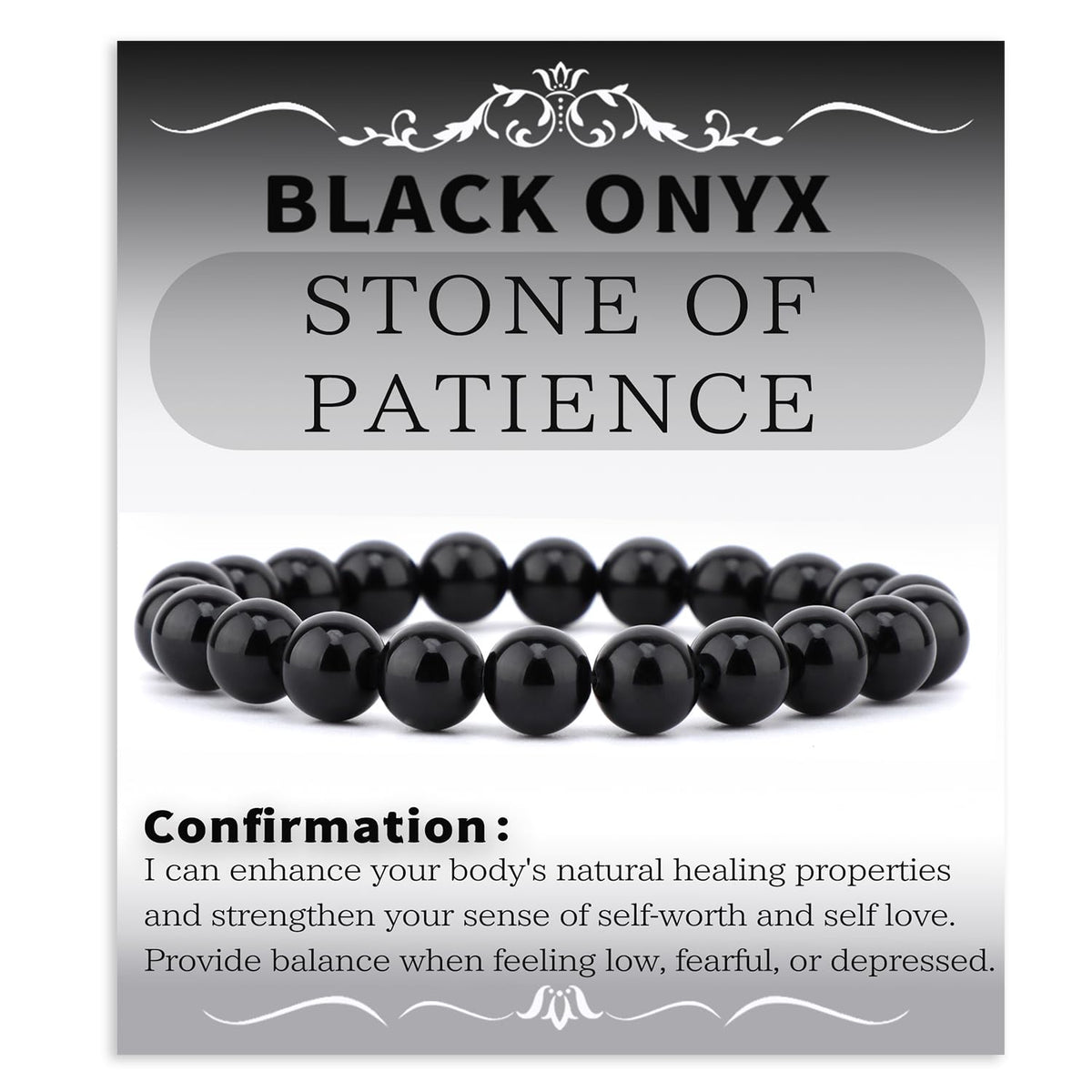 Bymitel 8mm Black Onyx - Handmade Reiki Gemstone Stretch Bracelet, Natural Beauty & Spiritual Essence, Crystal Healing for Unisex Adults