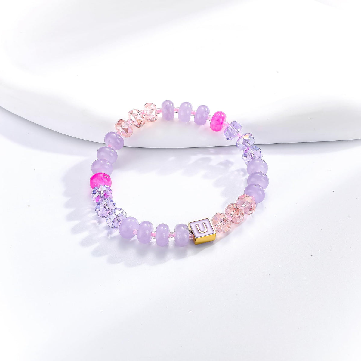 SLYAIH Colorful Beaded Initial Bracelets for Women Boho Crystal Beaded Elastic Stretch Bracelet A-Z Letter Bracelet Handmade Jewelry Gifts for Women