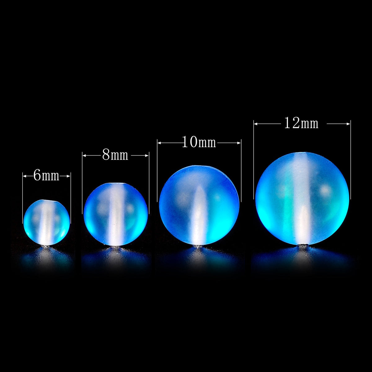 RUBYCA 10mm Round Moonstone Matte Crystal Glass Beads Aura for Jewelry Making Blue, 1 Strand