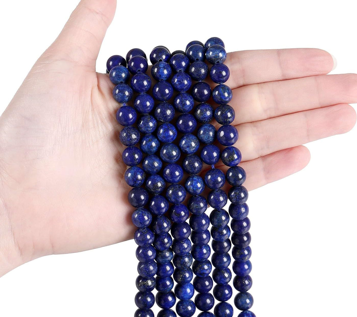 LAIDANLA Lapis Lazuli 8mm Natural Stone Beads Round Loose Gemstone Stone Beads for DIY Bracelet Necklace Earrings Jewelry Making Polishing Genuine Real Beading Crystal 96PCS 2 Strand 32"