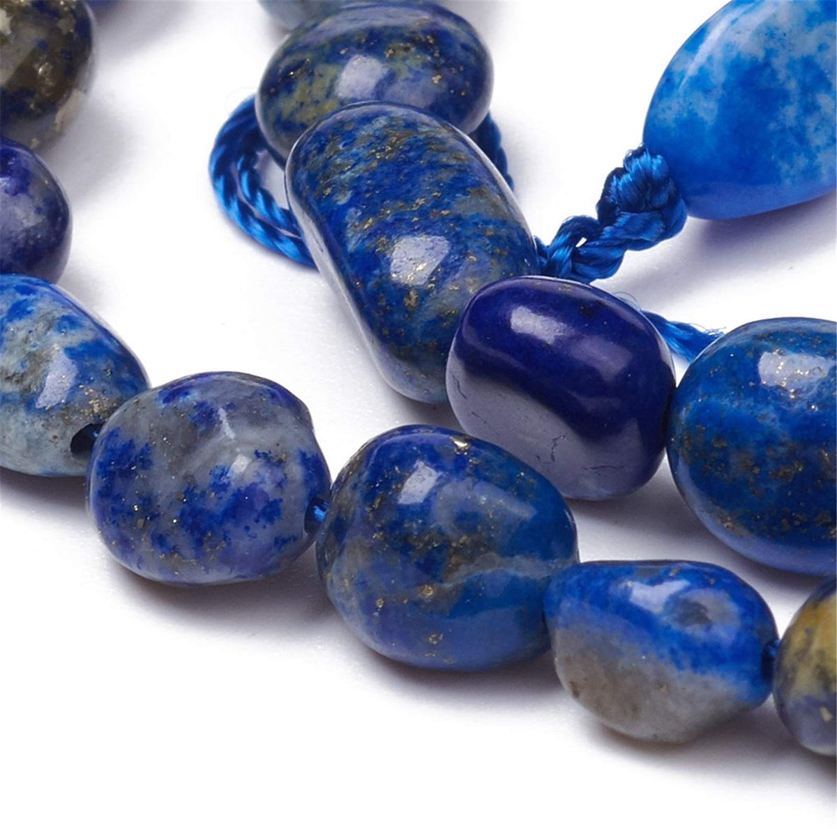 Fashewelry 60Pcs Irregular Natural Lapis Lazuli Beads Nugget Tumbled Chakra Gemstone Beads Crystal Healing Drilled Loose Beads 5-10x4-5mm for Earring Bracelet Necklace Jewelry Making