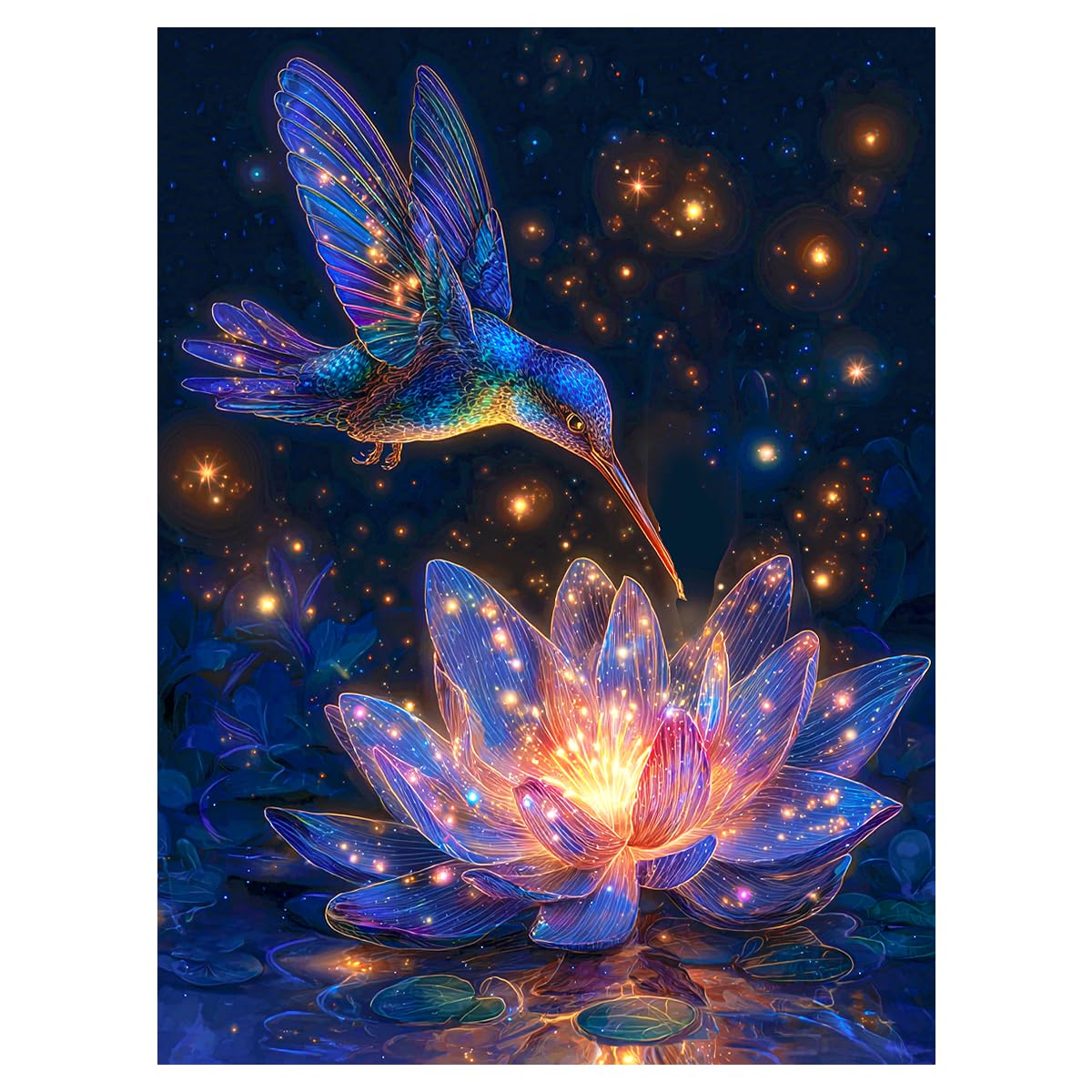LuwoArte Hummingbird Diamond Art Kits for Adults,DIY Sparkling Bird Diamond Painting Kits on Canvas Round Diamond Gem,5D Full Drill Painting Kit Art and Crafts for Adult Home Wall Decor 12 X 16 inch