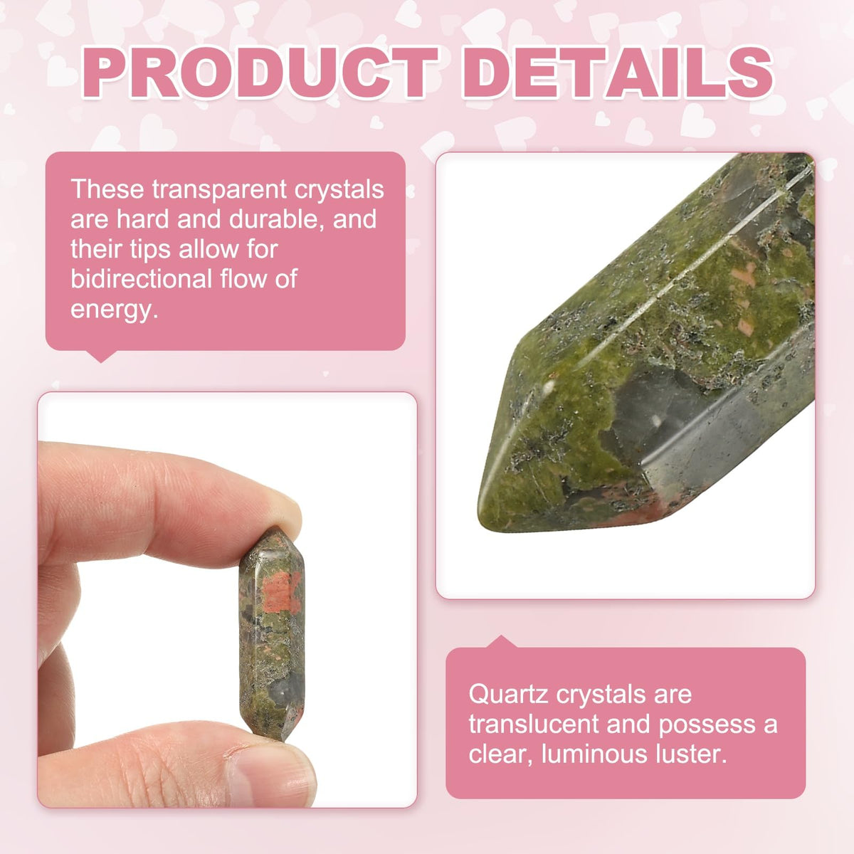MECCANIXITY 10 Pack Floral Green Turquoise Quartz Crystals, Polished Crystals Bulk Hexagonal Shaped Meditation Gemstone for Jewelry Making Energy Balance Accessories Gifts