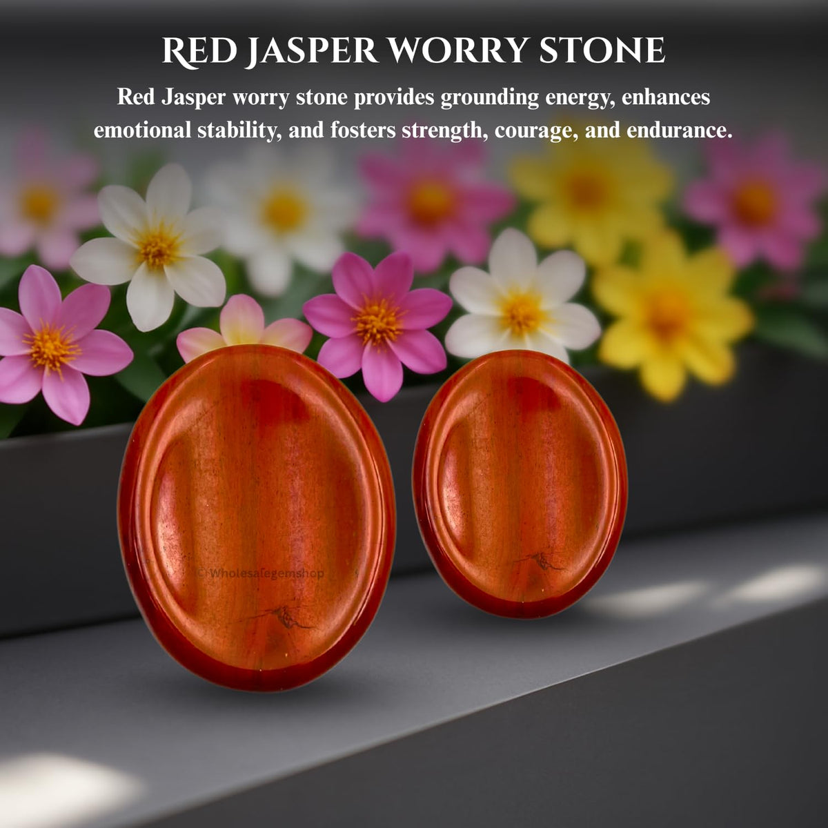 GEMSCITE Red Jasper Thumb Worry Stones Metaphysical Gemstone Crystal Healing Reiki Men Women Gift FENG Shui Positive Energy Love Wellness Palm Stones Wicca Powerful