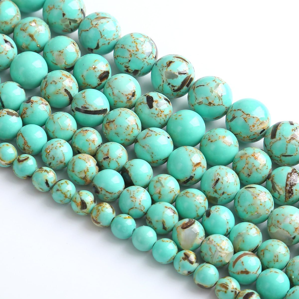 6MM 60PCS Peacock Blue Shell Turquoise Spacer Loose Beads for Jewelry Making DIY Bracelet Necklace