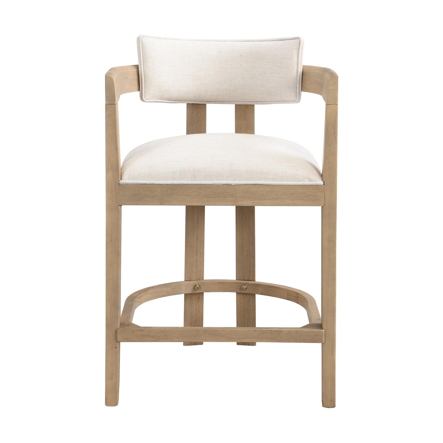 Christopher Knight Home Set of 2 Ryland Modern 26" Counter Height Bar Stools, Fabric Upholstered Counter Stools,Wooden Kitchen Island Armchair with Footrest, Round Backrest, Soft Seating,Beige+Natural