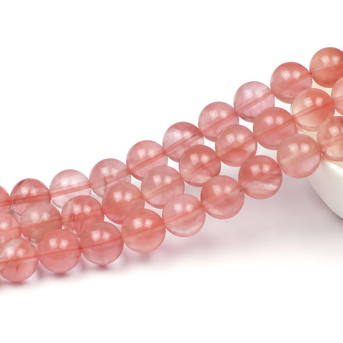 MJDCB Stone Beads Pink Crystal Round Loose Beads for Jewelry Making DIY Bracelet Necklace (8mm)