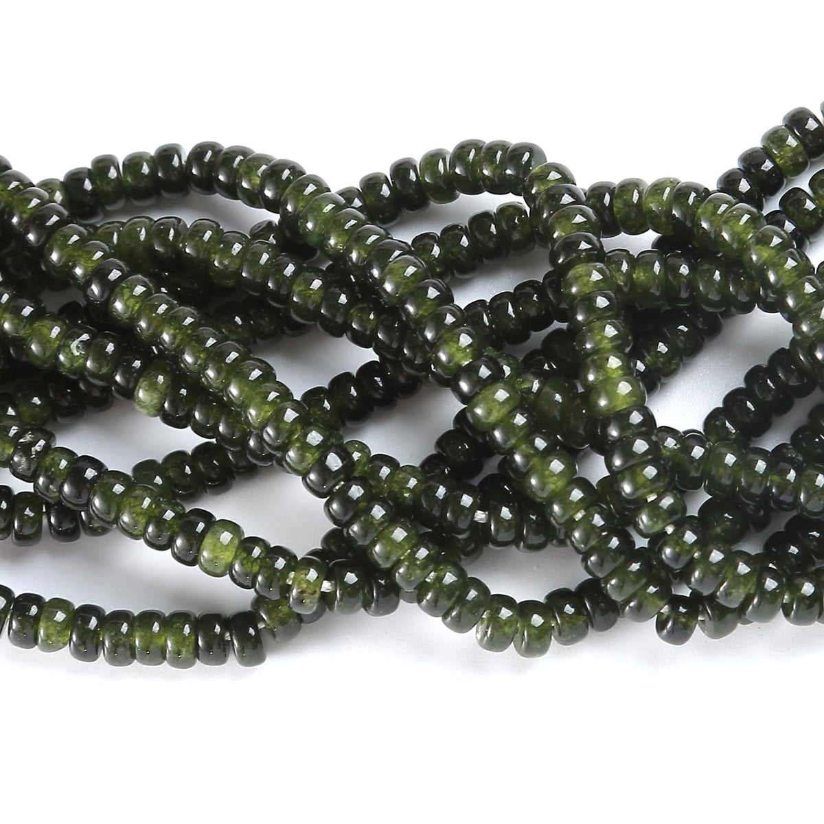 150PCS 2x4mm Natural Green Garnet Jades Stone Rondelle Beads Abacus Disk Stone Beads Round Loose Spacer Gemstone for DIY Bracelet Necklace Jewelry Making