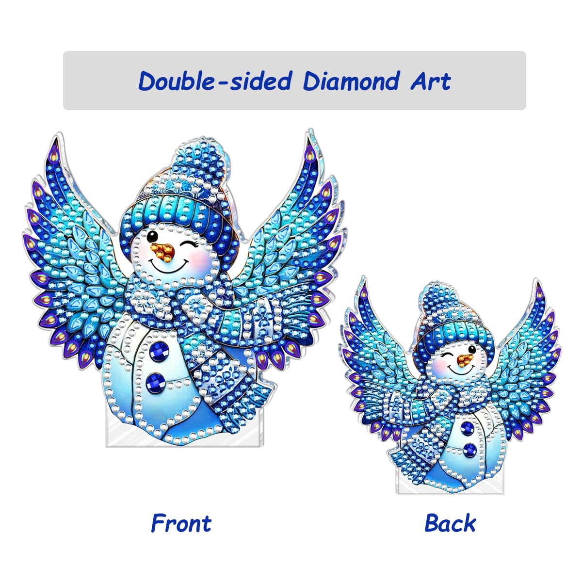 JBTM24 Diamond Art Night Light, Diamond Painting Desktop Ornaments for Adults, Gem Art Touch Lamp for Living Room Bedrooms, Desktop Bedside Luminous Ornaments Decorate (Snowman)