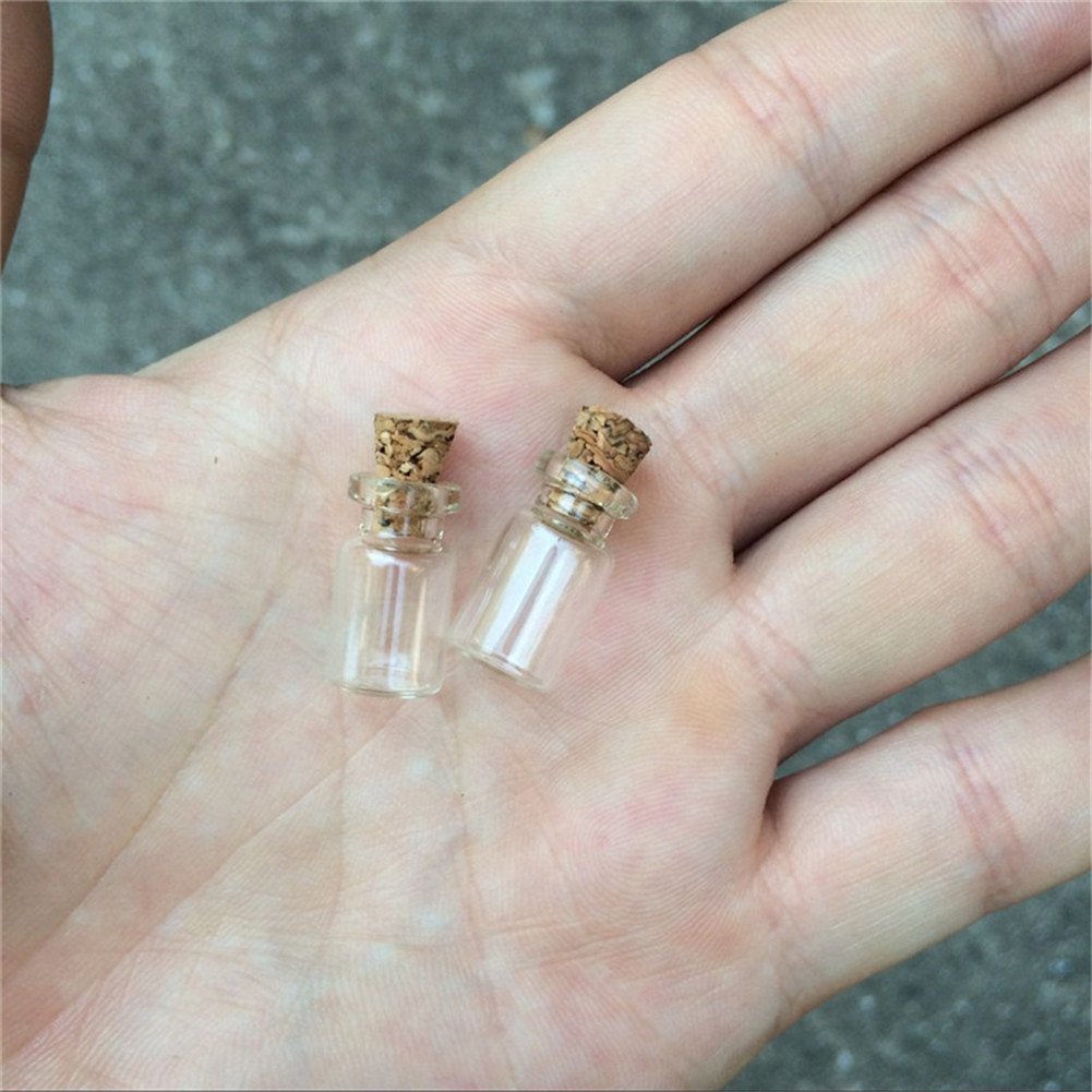 TAI DIAN 100pcs 0.5ml Cute Mini Glass Bottle With Corks Transparent Empty Small Wishing Bottle Decoration Crafts Glass Vials Jars (0.5ml (10x18x5mm))