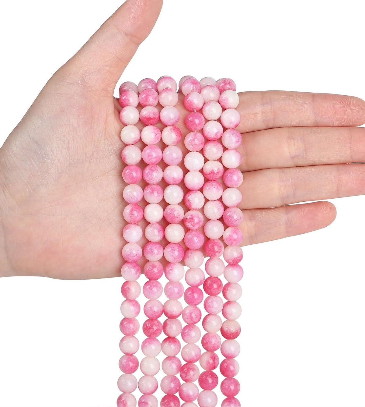 LAIDANLA Pink Tourmaline Jade 8mm Natural Stone Beads Round Loose Gemstone Stone Beads for DIY Bracelet Necklace Earrings Jewelry Making Polishing Beading Crystal 96PCS 2 Strand 32"
