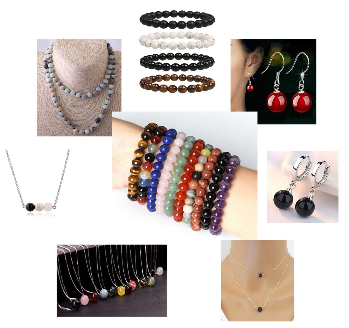 Natural Stone Beads 100pcs Round Genuine Real Stone Beading Loose Gemstones Hole Size 1mm DIY Smooth Bead for Bracelet Necklace Earrings Jewelry Making (Amethyst Purple, 6mm)