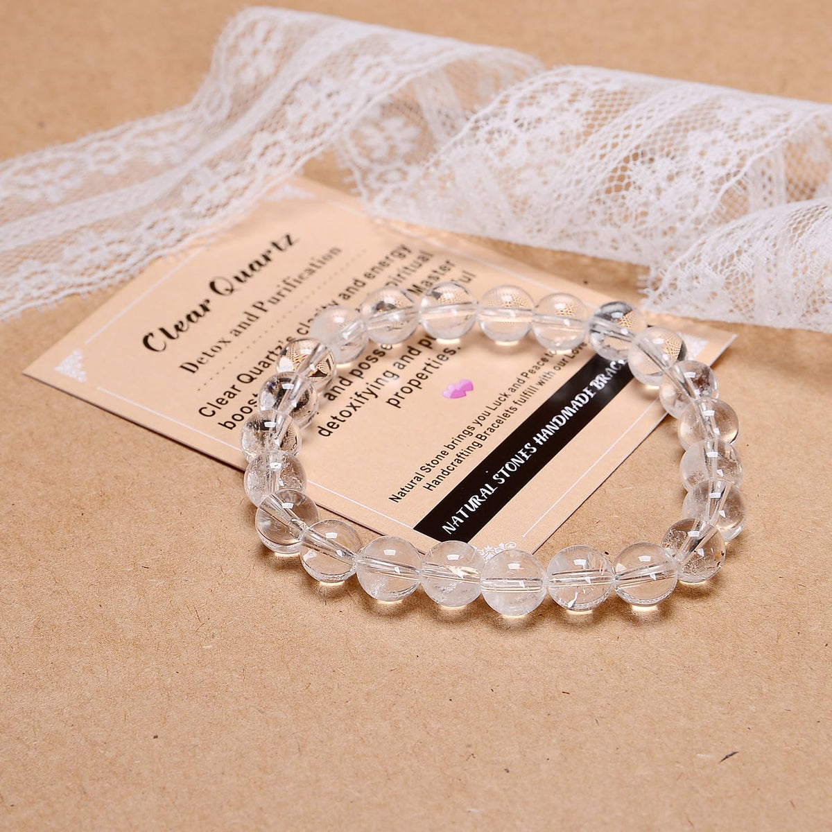 AD Beads Handmade Gemstone Stretch Elastic Bracelet Crystal Healing Reiki Nature's Beauty and Spiritual Essence Unisex (4mm, Clear Quartz (Detox and Purification))