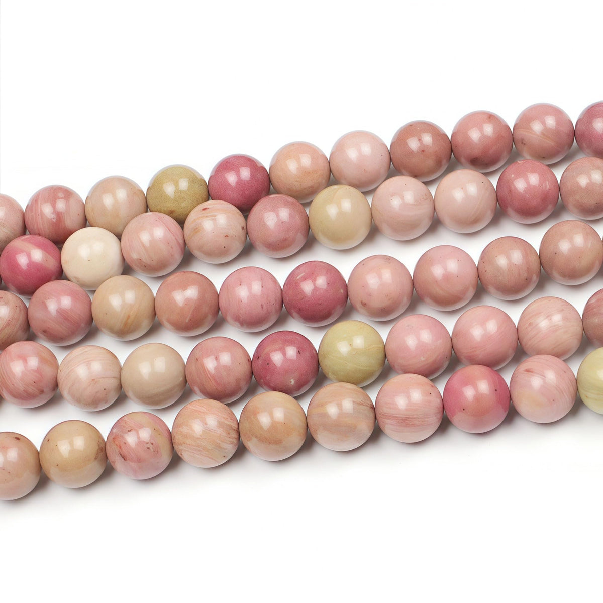 MJDCB Natural Red Stripes Rhodonite Round Stone Beads for Jewelry Making DIY Bracelet Necklace (6mm)