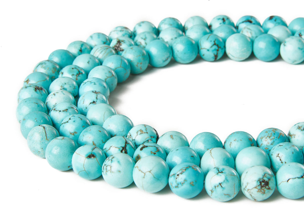 60pcs 6mm Turquoise Beads Natural Gemstone Beads Round Loose Beads for Jewelry Making