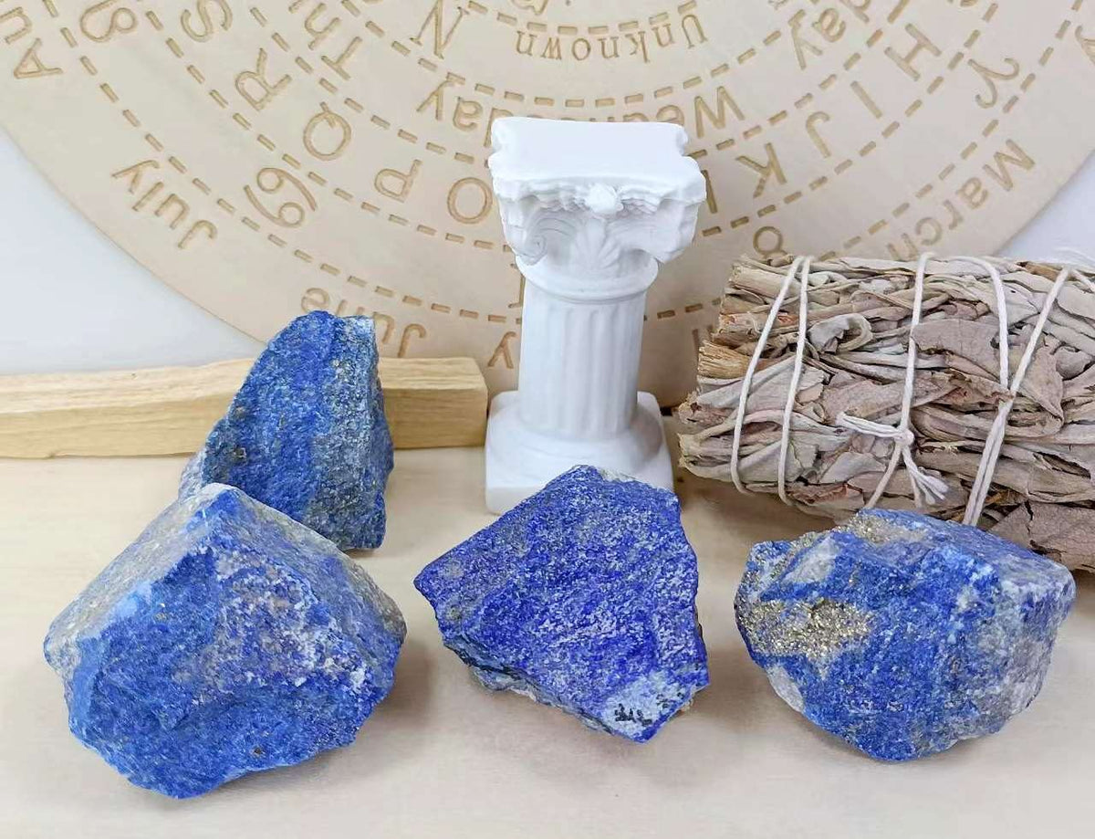 LAIDANLA Lapis Lazuli 2" Natural Rough Stones Crystal Large Raw Crystals Bulk Healing Gemstones for Reiki Healing Tumbling Fountain Rocks Wire Wrapping Decoration 4PCS 0.55lb