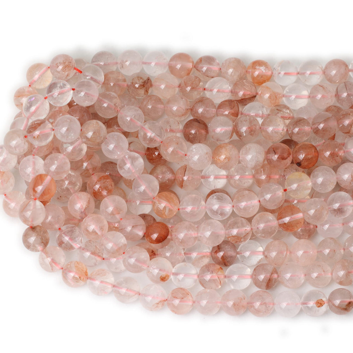 CHEAVIAN 35PCS 10mm Natural Blood Quartz Crystal Round Loose Beads for Jewelry Making 1 Strand 15"