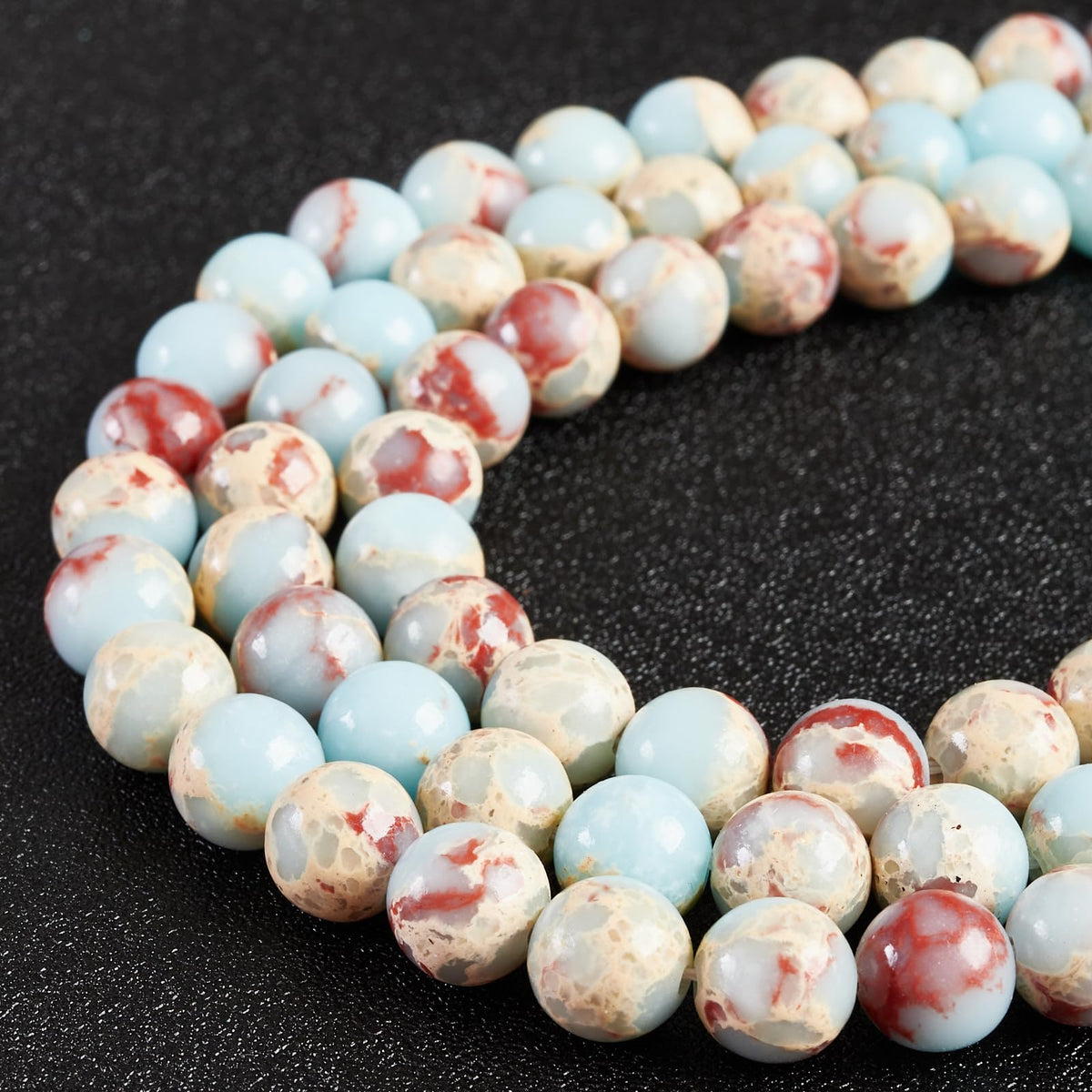100pcs 8mm Snakeskin Imperial Beads Natural Gemstone Beads Round Loose Beads for Jewelry Making